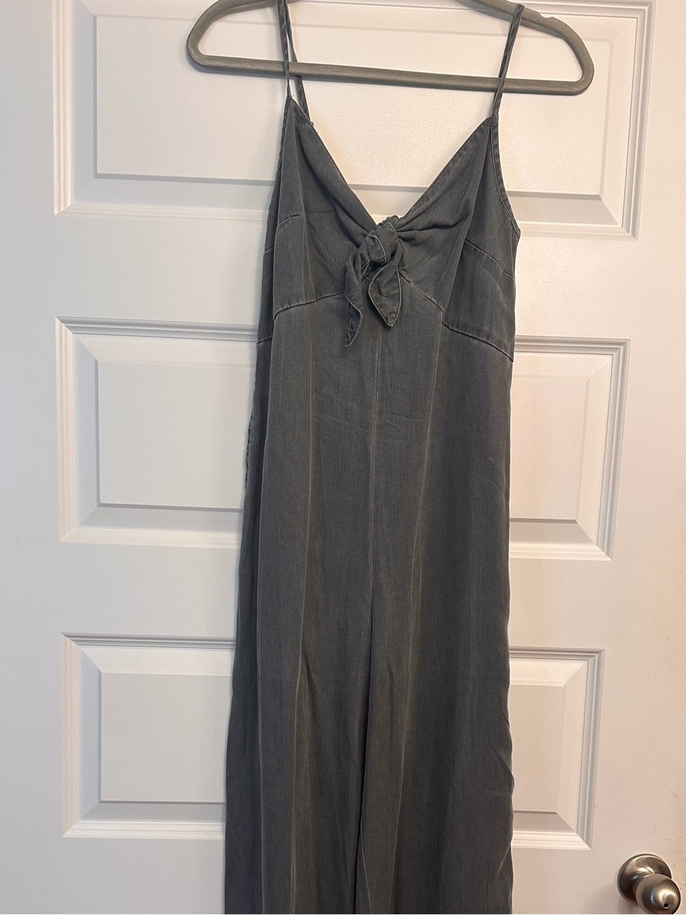 Old Navy Gray Tie-Front Wide-Leg Jumpsuit
